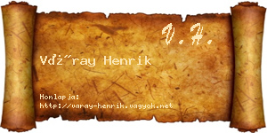Váray Henrik névjegykártya
